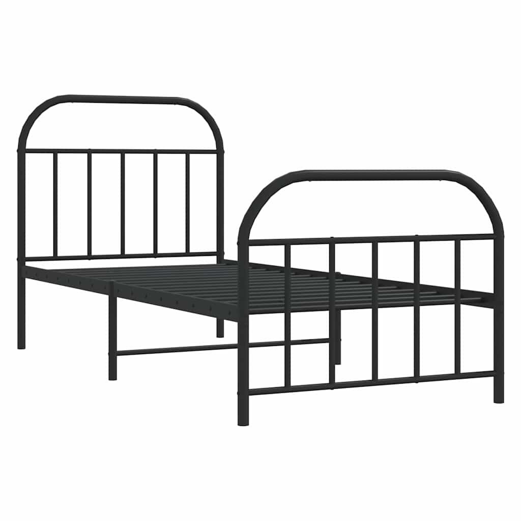 vidaXL Bedframe met hoofd- en voeteneinde metaal zwart 90x200 cm