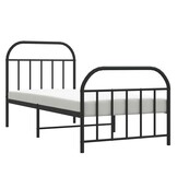 vidaXL Bedframe met hoofd- en voeteneinde metaal zwart 90x200 cm