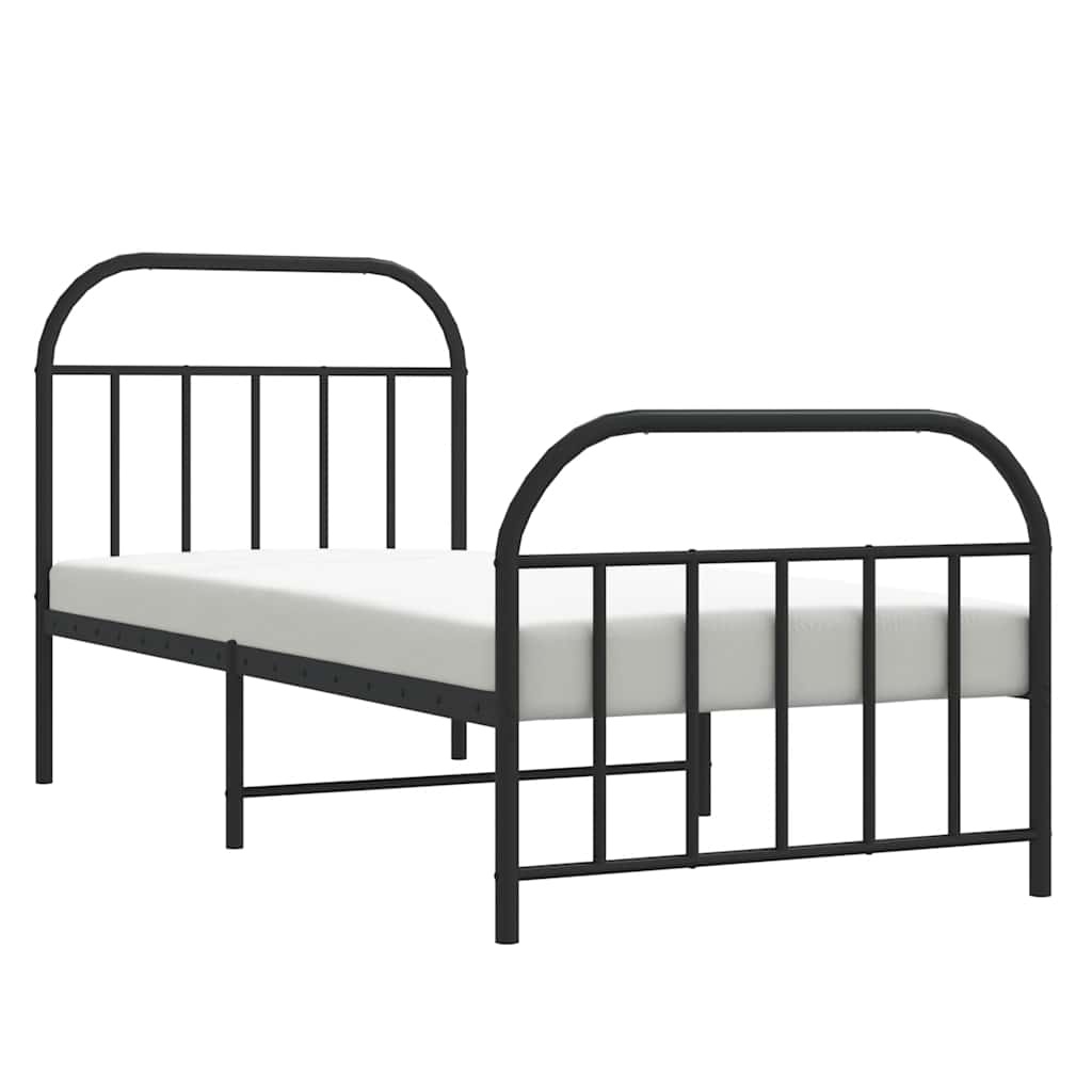 vidaXL Bedframe met hoofd- en voeteneinde metaal zwart 90x200 cm