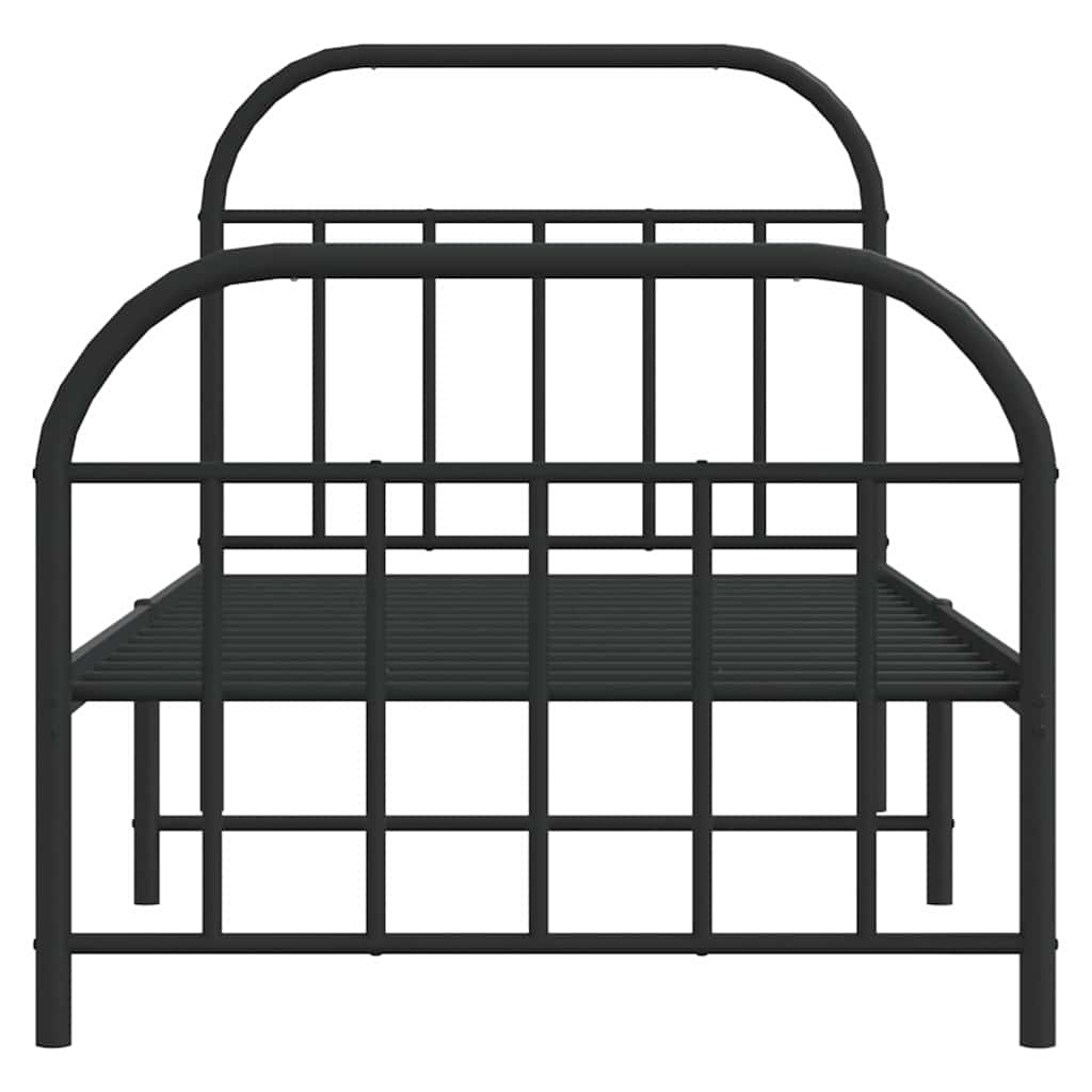 vidaXL Bedframe met hoofd- en voeteneinde metaal zwart 90x200 cm