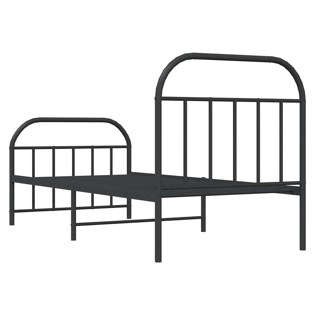 vidaXL Bedframe met hoofd- en voeteneinde metaal zwart 90x200 cm