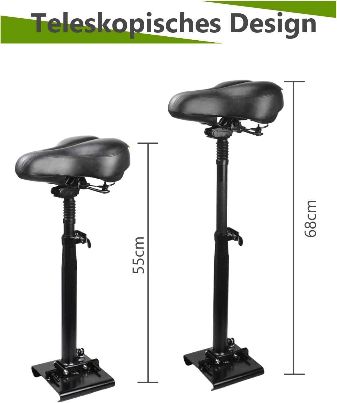 Elektrische step, zitting voor 13 cm-19 cm gebogen randen, voetenplank, voor Segway Ninebot Max G30D II, e-step, zitje voor volwassenen, inklapbaar, schokbestendig, in hoogte verstelbaar van 55-68 cm