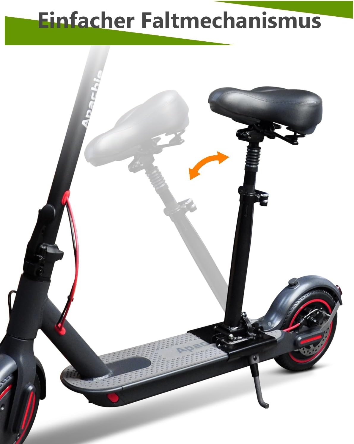 Elektrische step, zitting voor 13 cm-19 cm gebogen randen, voetenplank, voor Segway Ninebot Max G30D II, e-step, zitje voor volwassenen, inklapbaar, schokbestendig, in hoogte verstelbaar van 55-68 cm