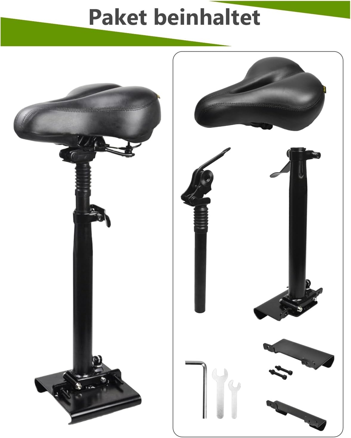 Elektrische step, zitting voor 13 cm-19 cm gebogen randen, voetenplank, voor Segway Ninebot Max G30D II, e-step, zitje voor volwassenen, inklapbaar, schokbestendig, in hoogte verstelbaar van 55-68 cm