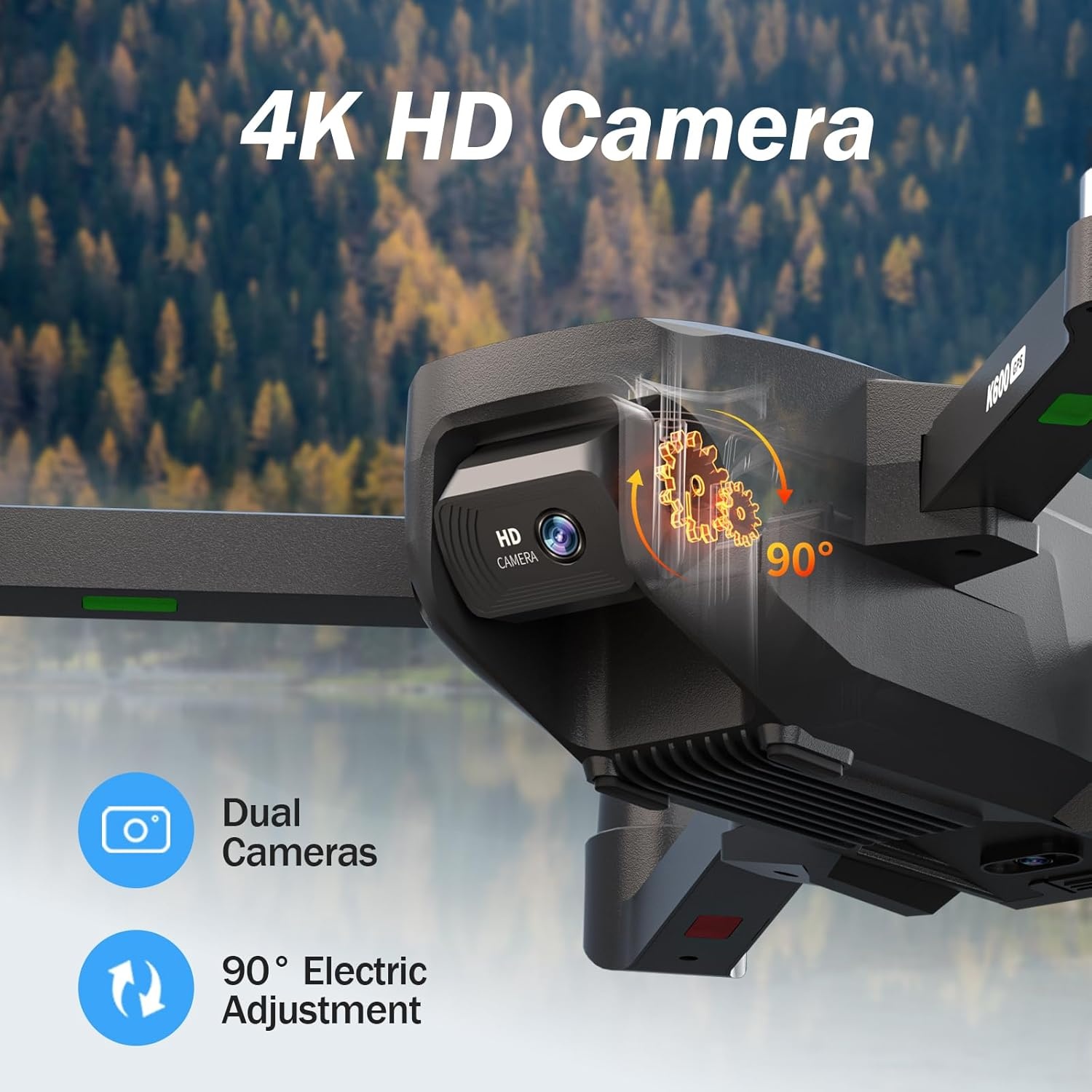 GPS-drone met EIS camera voor volwassenen en beginners,4,5 inch HD-scherm,afstandsbediening,Al Track&Orbit Mode,Follow Me Drone GPS Professional,automatische terugkeer naar huis,32 GB SD-kaart