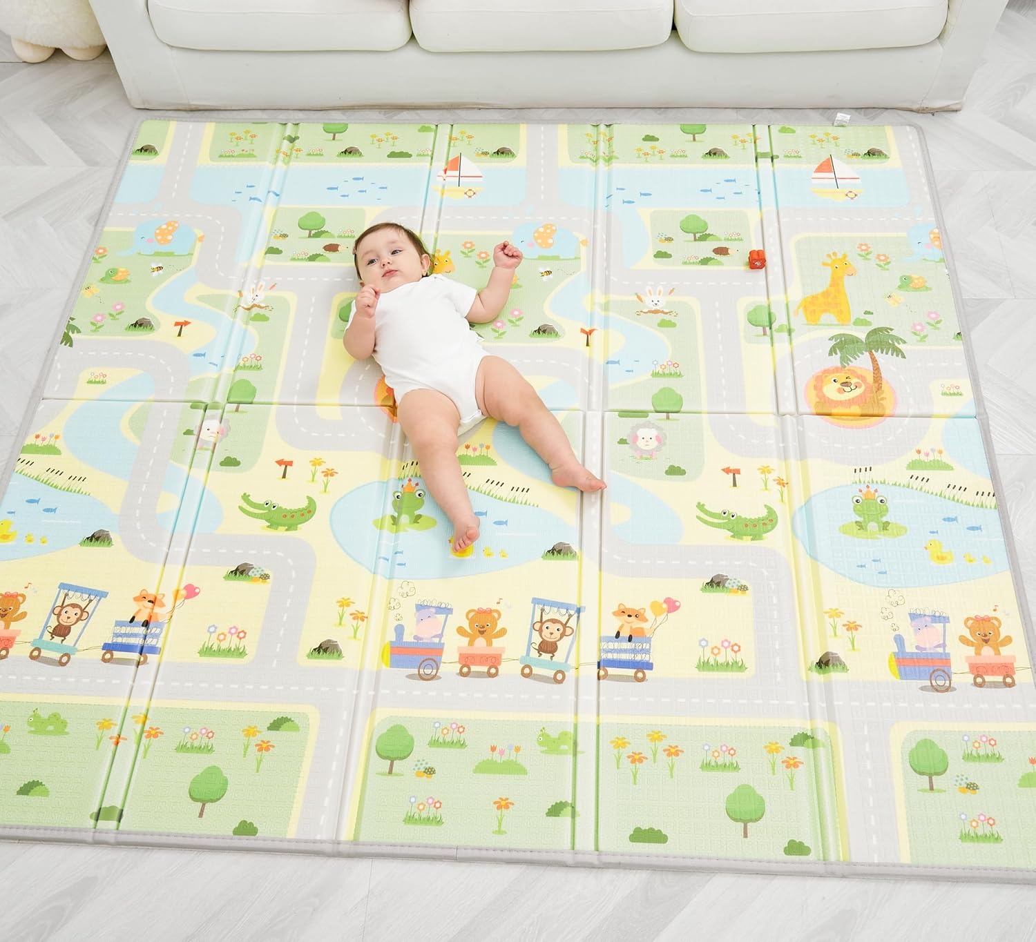 SUPERBE BEBE Baby Speelmat 180x200x1.5cm XXL Omkeerbare Foam Vloermat - Baby Speeltapijt - Zintuiglijke Ontwikkeling Speelkleed Cadeau Schatje
