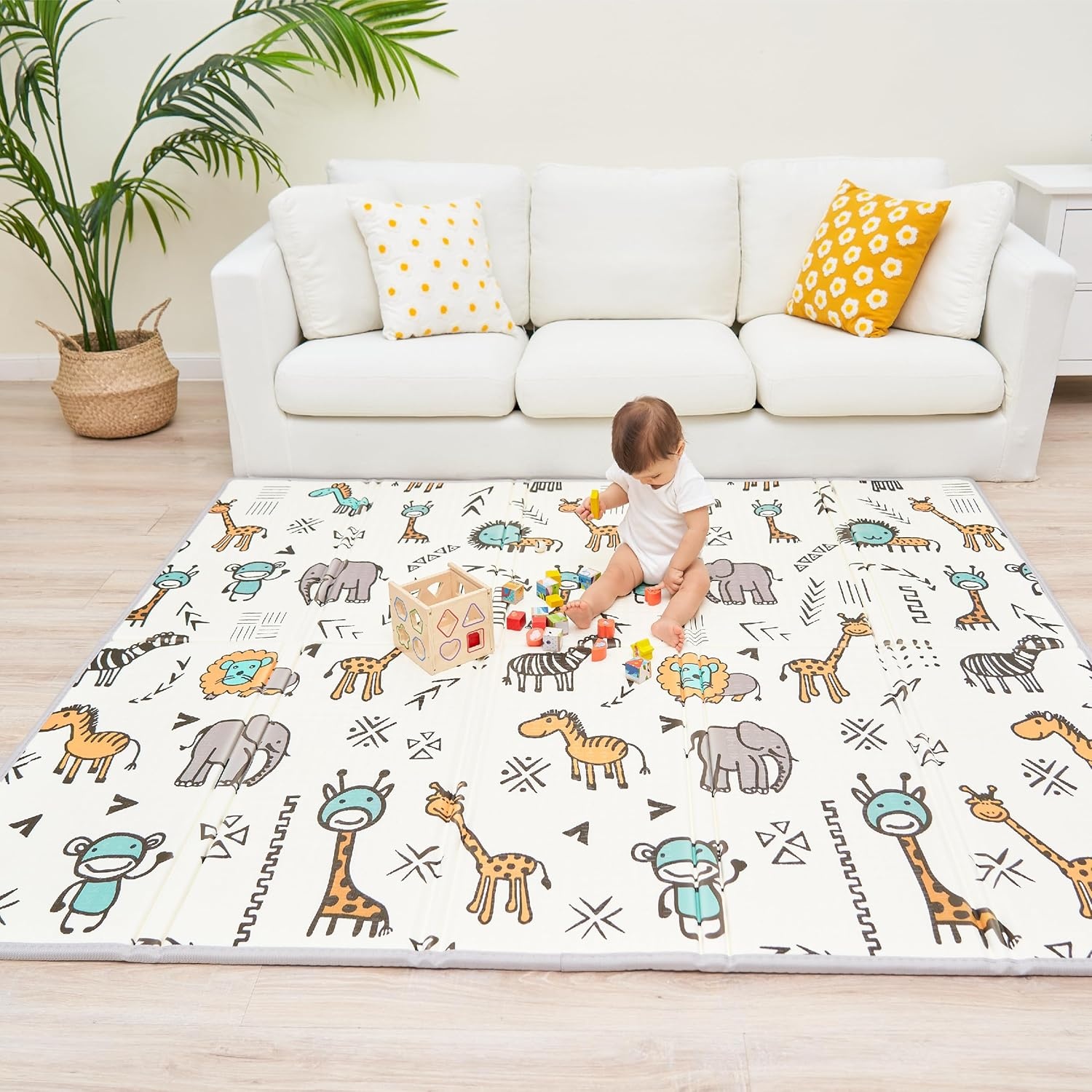SUPERBE BEBE Baby Speelmat 180x200x1.5cm XXL Omkeerbare Foam Vloermat - Baby Speeltapijt - Zintuiglijke Ontwikkeling Speelkleed Cadeau Schatje