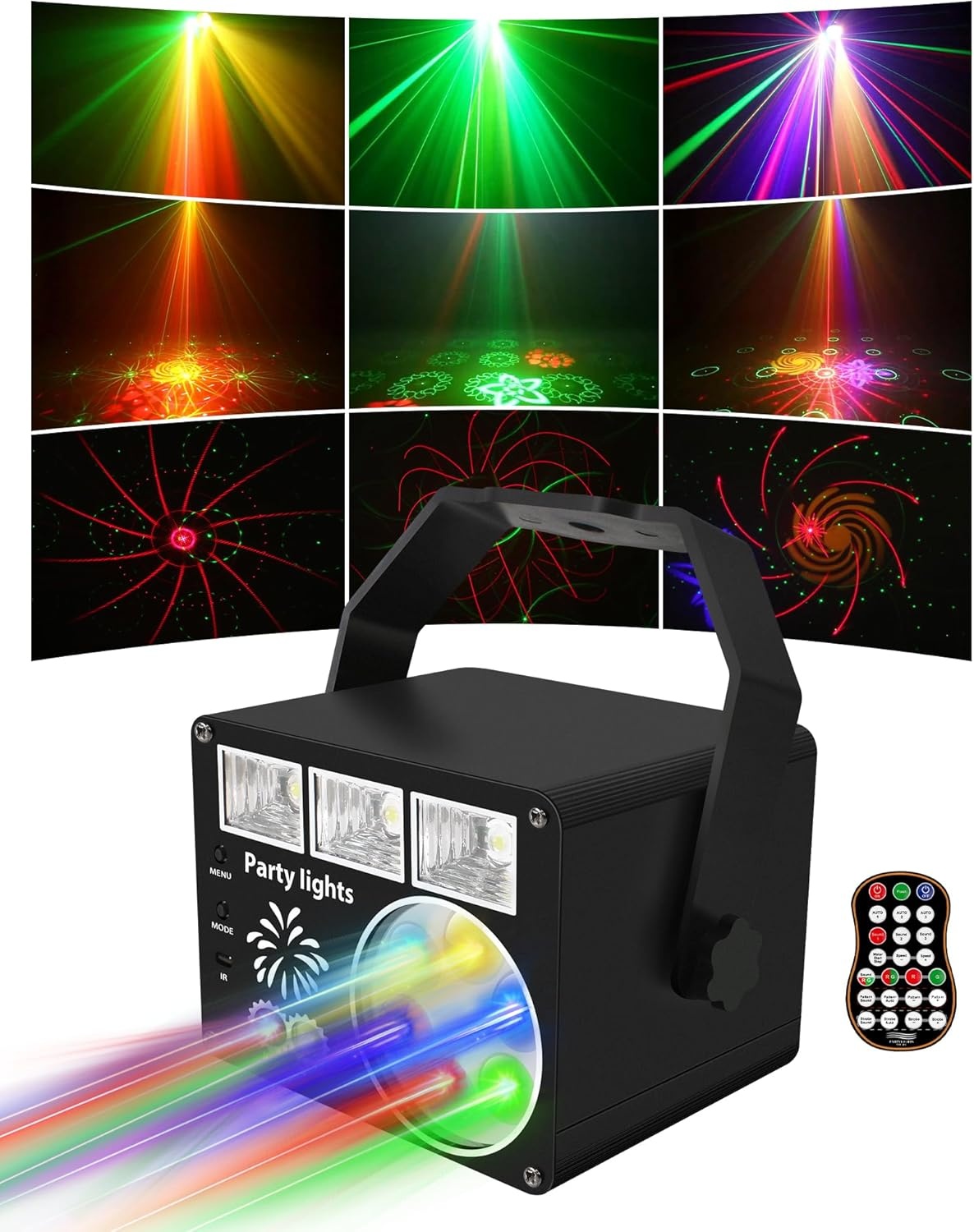Nachtlichtspellen, discolichtspel, muziekgestuurd en stroboscoop, DJ-avondlichtspel met afstandsbediening, podiumlamp met USB-kabel voor Halloween, feest, Kerstmis