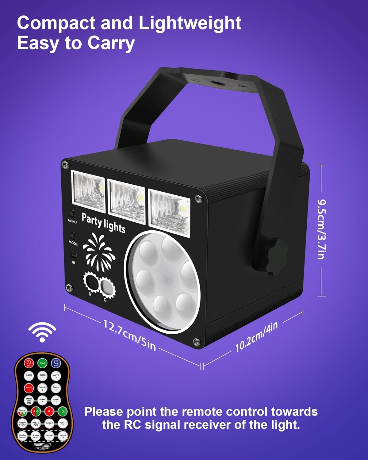 Nachtlichtspellen, discolichtspel, muziekgestuurd en stroboscoop, DJ-avondlichtspel met afstandsbediening, podiumlamp met USB-kabel voor Halloween, feest, Kerstmis
