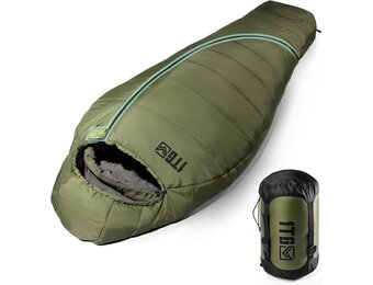 1TG Tactical 1 Persoon Ultralicht Mummy Slaapzak, Ranger Groen, 4 Seizoenen (-4 tot 2°C/26°F tot 36°F), 1,76 kg (3,88 lbs), Ideaal voor Outdoor Camping, Trekking, Reizen