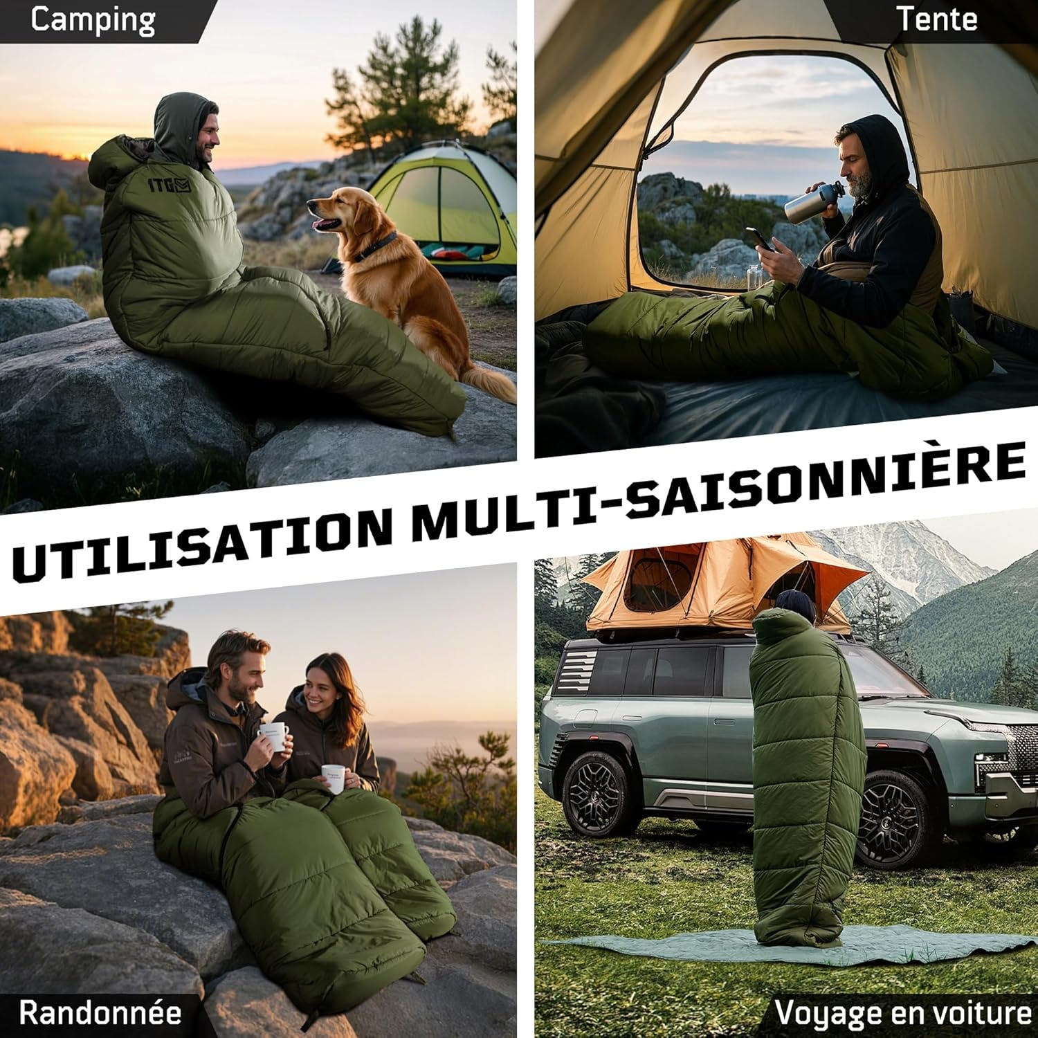 1TG Tactical 1 Persoon Ultralicht Mummy Slaapzak, Ranger Groen, 4 Seizoenen (-4 tot 2°C/26°F tot 36°F), 1,76 kg (3,88 lbs), Ideaal voor Outdoor Camping, Trekking, Reizen