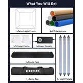 DUCLUS Fotobox 80 cm (32 inch), professionele opvouwbare fotostudioset met 3 verstelbare ledpanelen en 5600 K traploos dimbaar, 6 matte PP backdrops, lichttent voor grote productfotografie - Maat 80x80x80cm