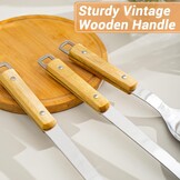 FJNATINH Wok spatel, schuimspaan, lepel en sleufspatelset, wok accessoireset van roestvrij staal, 4 stuks met handvat