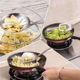 FJNATINH Wok spatel, schuimspaan, lepel en sleufspatelset, wok accessoireset van roestvrij staal, 4 stuks met handvat