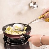 FJNATINH Wok spatel, schuimspaan, lepel en sleufspatelset, wok accessoireset van roestvrij staal, 4 stuks met handvat
