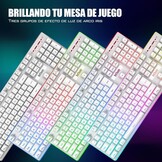 RedThunder K10 Wireless Spanish Gaming Keyboard and Mouse, Rechargeable Battery 3800mAh and LED Backlight, Anti-ghosting Keyboard + 7D Mouse 3200DPI for PC Gamer (White)