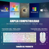 RedThunder K10 Wireless Spanish Gaming Keyboard and Mouse, Rechargeable Battery 3800mAh and LED Backlight, Anti-ghosting Keyboard + 7D Mouse 3200DPI for PC Gamer (White)