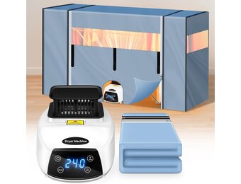Verwarmd droogrek met afdekking voor wasrek, kleine wasdroger met afstandsbediening en timer, draagbare mini-droger voor woning, slaapzaal, camper en thuis