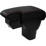 Armleuningbox, compatibel met Nissan Juke/Infiniti ESQ 2011-2019, middenarmsteun, dubbellaags, auto-opbergdoos met 3 USB, zwart leer met rode lijnen