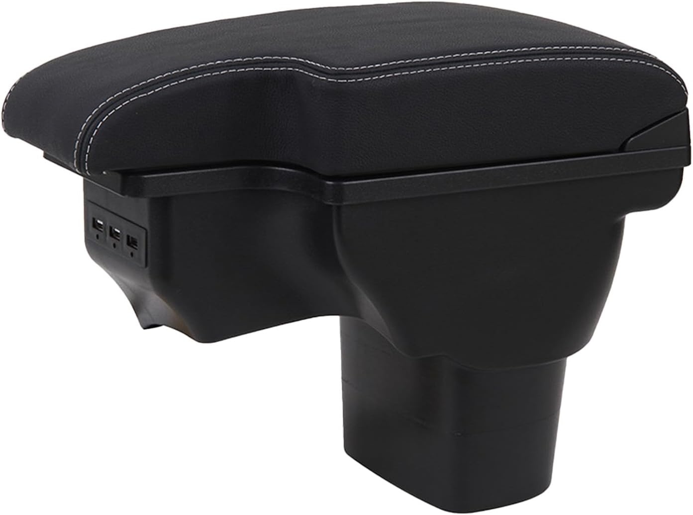 Armleuningbox, compatibel met Nissan Juke/Infiniti ESQ 2011-2019, middenarmsteun, dubbellaags, auto-opbergdoos met 3 USB, zwart leer met rode lijnen