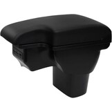 Armleuningbox, compatibel met Nissan Juke/Infiniti ESQ 2011-2019, middenarmsteun, dubbellaags, auto-opbergdoos met 3 USB, zwart leer met rode lijnen