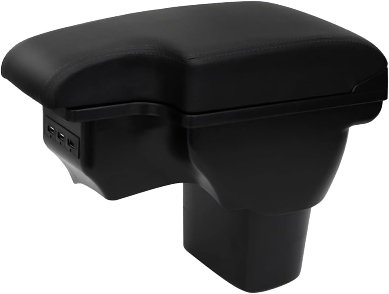 Armleuningbox, compatibel met Nissan Juke/Infiniti ESQ 2011-2019, middenarmsteun, dubbellaags, auto-opbergdoos met 3 USB, zwart leer met rode lijnen