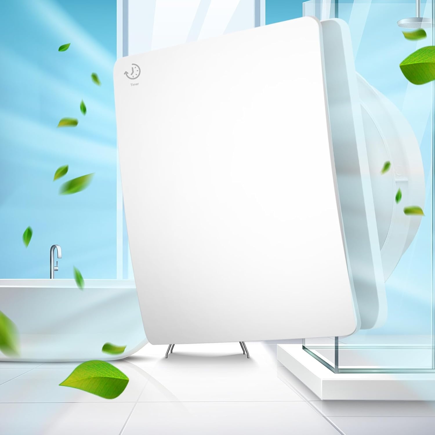 Badkamerventilator 100 mm met Timer en Keerklep – Stille 95m³/u, 12W, 34dB voor Badkamers, Toiletten en Keukens