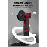 Mini-haakse slijper, 12 V, diameter van het slijpblad 3 inch/76 mm, 19500 omw/min, draadloze haakse slijper 2 batterijen 1300 mAh en oplader, 6 snijschijven, voor slijpen en snijden (rood)