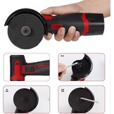 Mini-haakse slijper, 12 V, diameter van het slijpblad 3 inch/76 mm, 19500 omw/min, draadloze haakse slijper 2 batterijen 1300 mAh en oplader, 6 snijschijven, voor slijpen en snijden (rood)