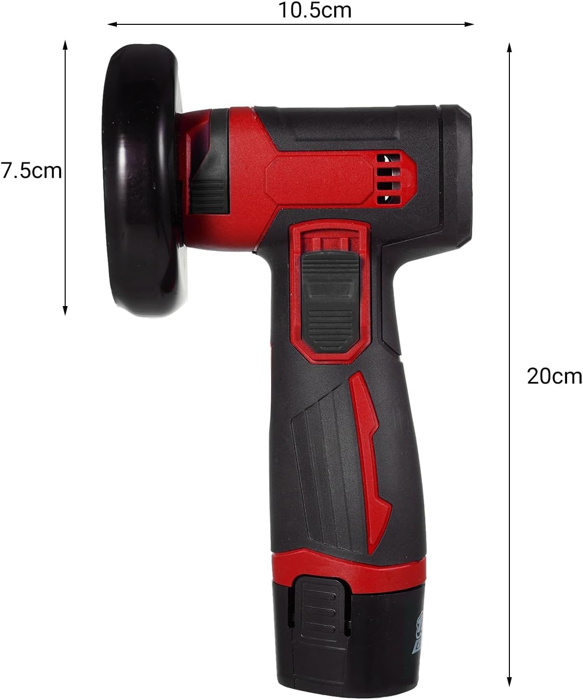 Mini-haakse slijper, 12 V, diameter van het slijpblad 3 inch/76 mm, 19500 omw/min, draadloze haakse slijper 2 batterijen 1300 mAh en oplader, 6 snijschijven, voor slijpen en snijden (rood)