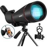 Spektive 25-75X 100MM voor sportschutters, jacht, vogelobservatie, IPX7 waterdicht, FMC BAK4 Prisma met statief, mobiele telefoonadapter, zwart