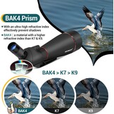 Spektive 25-75X 100MM voor sportschutters, jacht, vogelobservatie, IPX7 waterdicht, FMC BAK4 Prisma met statief, mobiele telefoonadapter, zwart