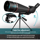 Spektive 25-75X 100MM voor sportschutters, jacht, vogelobservatie, IPX7 waterdicht, FMC BAK4 Prisma met statief, mobiele telefoonadapter, zwart