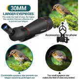 Spektive 25-75X 100MM voor sportschutters, jacht, vogelobservatie, IPX7 waterdicht, FMC BAK4 Prisma met statief, mobiele telefoonadapter, zwart