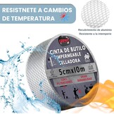 Butyltape, waterdicht, 10 m x 5 cm, aluminium tape voor het repareren van buizen, scheuren, druppels, afdichtingstape voor verschillende oppervlakken, lange houdbaarheid