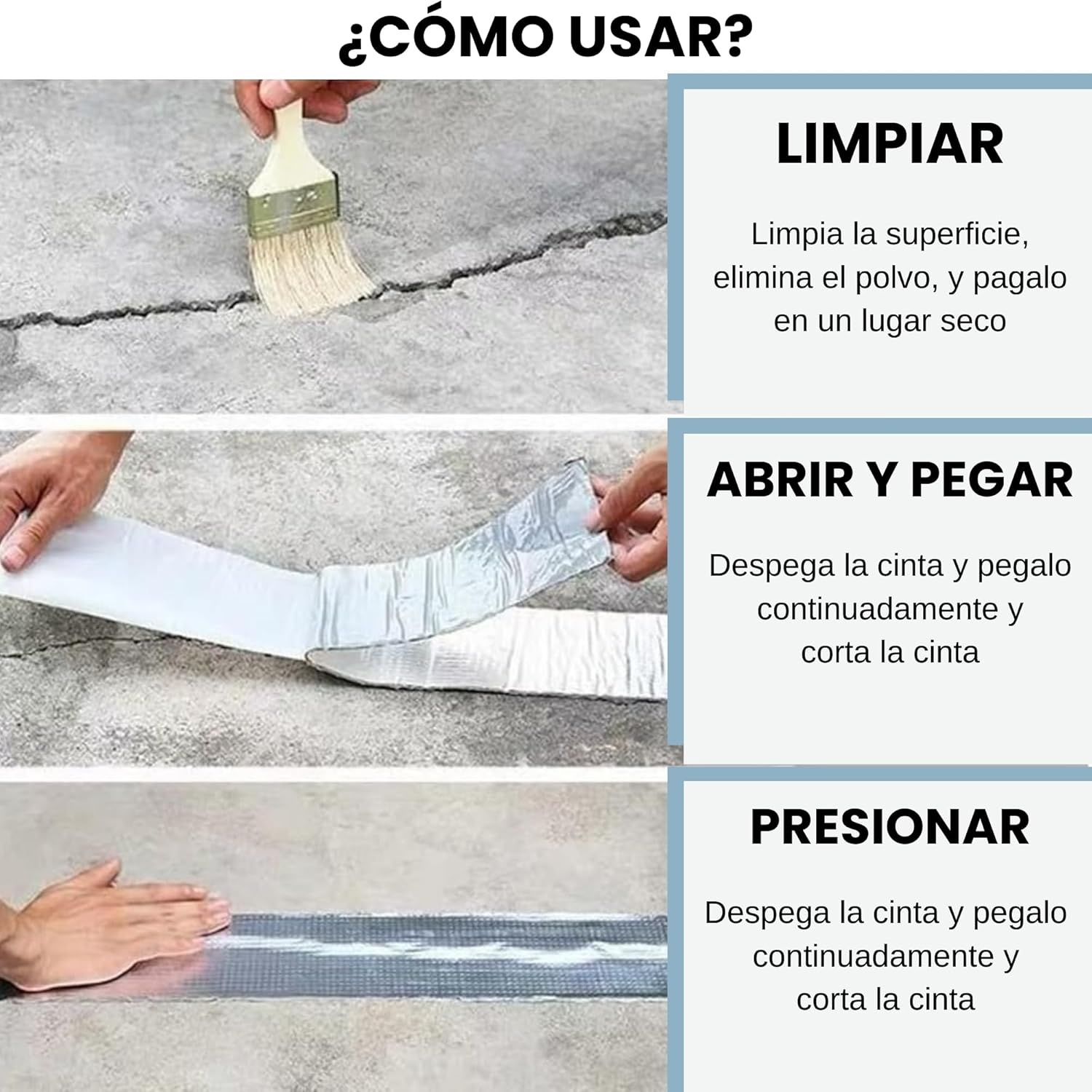 Butyltape, waterdicht, 10 m x 5 cm, aluminium tape voor het repareren van buizen, scheuren, druppels, afdichtingstape voor verschillende oppervlakken, lange houdbaarheid