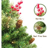 HomeKaren Kerstboom 24 inch Prelit 2 Set Pathway Veranda Kerstbomen Pre-Light LED Batterij Werkt Outdoor Xmas Decor voor Entree Oprit, Tuin, Rode Bessen, Dennenappels