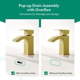 Watervalkraan badkamer, waterval wastafelarmatuur met afvoergarnituur push-open, hogedruk eenhandsmengkraan wastafel armaturen badkamer mengkraan, roestvrij staal geborsteld goud