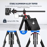 NEEWER 200 cm statief voor camera, monopod met middenkolom en kogelgewricht van aluminium, QR-plaat, boogtype, tas, camerahouder voor statief, horizontale belasting, maximale belasting 15 kg - Maat 200cm