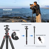 NEEWER 200 cm statief voor camera, monopod met middenkolom en kogelgewricht van aluminium, QR-plaat, boogtype, tas, camerahouder voor statief, horizontale belasting, maximale belasting 15 kg - Maat 200cm