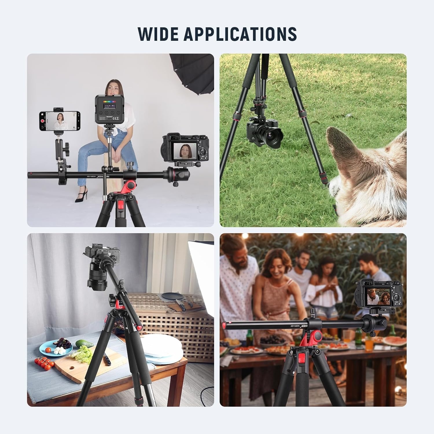 NEEWER 200 cm statief voor camera, monopod met middenkolom en kogelgewricht van aluminium, QR-plaat, boogtype, tas, camerahouder voor statief, horizontale belasting, maximale belasting 15 kg - Maat 200cm