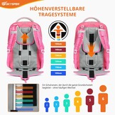 SKYSPER Schooltassenset 5-delig, schoolrugzak Ergonomisch draagsysteem 16L schooltas met 360° reflecterende strepen voor meisjes, jongens, kinderen klas 1 voor reizen, sport