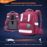 SKYSPER Schooltassenset 5-delig, schoolrugzak Ergonomisch draagsysteem 16L schooltas met 360° reflecterende strepen voor meisjes, jongens, kinderen klas 1 voor reizen, sport