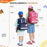 SKYSPER Schooltassenset 5-delig, schoolrugzak Ergonomisch draagsysteem 16L schooltas met 360° reflecterende strepen voor meisjes, jongens, kinderen klas 1 voor reizen, sport