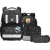 SKYSPER Schooltassenset 5-delig, schoolrugzak Ergonomisch draagsysteem 16L schooltas met 360° reflecterende strepen voor meisjes, jongens, kinderen klas 1 voor reizen, sport