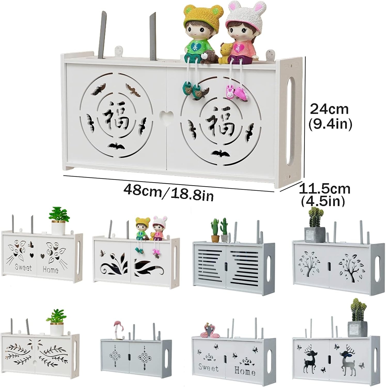 Rekje voor Wandrouters, Opbergdoos voor Wifi-routers, Kabels, ECC-stopcontacten, Wifi-router voor de Muur, Box voor het Verbergen van Verschillende TV-kabels, Decoders, Routers enz. (Kleur: C)