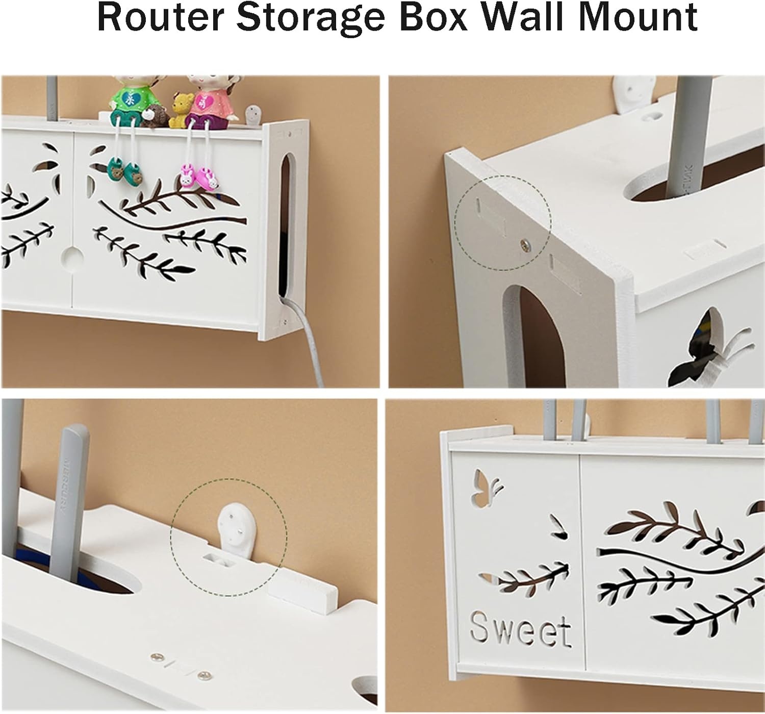 Rekje voor Wandrouters, Opbergdoos voor Wifi-routers, Kabels, ECC-stopcontacten, Wifi-router voor de Muur, Box voor het Verbergen van Verschillende TV-kabels, Decoders, Routers enz. (Kleur: C)