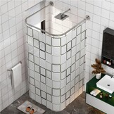 uyoyous Douchegordijnstang, U-vorm, hoek, douchegordijnstangen, roestvrij staal, verstelbare douchestang, zonder boren, badkuipril, rekbaar, voor badkamer, 85-120 cm