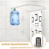 uyoyous Douchegordijnstang, U-vorm, hoek, douchegordijnstangen, roestvrij staal, verstelbare douchestang, zonder boren, badkuipril, rekbaar, voor badkamer, 85-120 cm