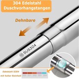 uyoyous Douchegordijnstang, U-vorm, hoek, douchegordijnstangen, roestvrij staal, verstelbare douchestang, zonder boren, badkuipril, rekbaar, voor badkamer, 85-120 cm